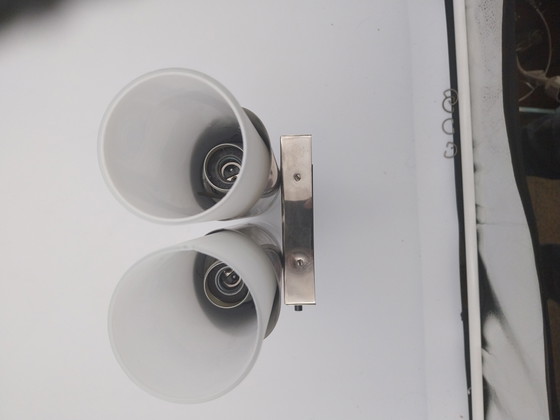 Image 1 of 1 x Neuhaus Leuchten wandlamp door Rolf Krüger 1970's  in chroom en melkglas 