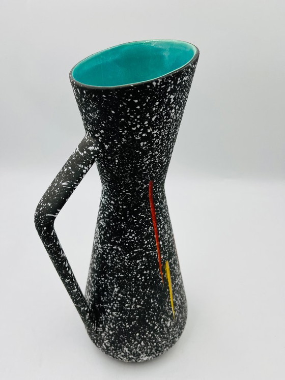 Image 1 of Vintage Hubert Bequet speckled ceramic pitcher, Belgium