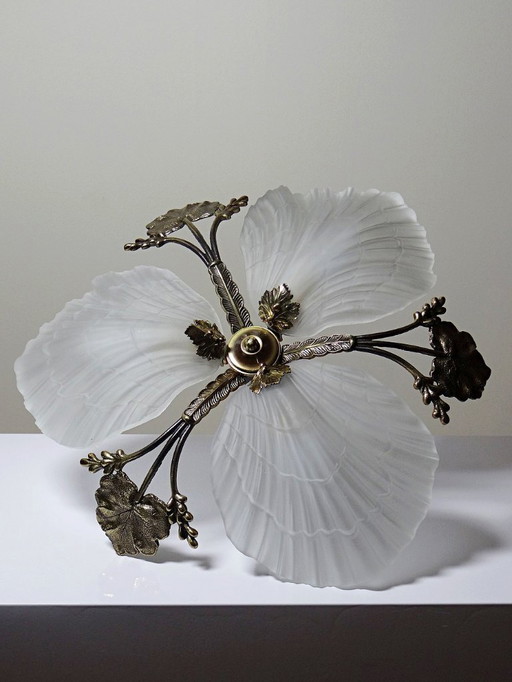 Lustre Hollywood Regency Art Déco vintage 80-90 Bronze Mariner Coquillages