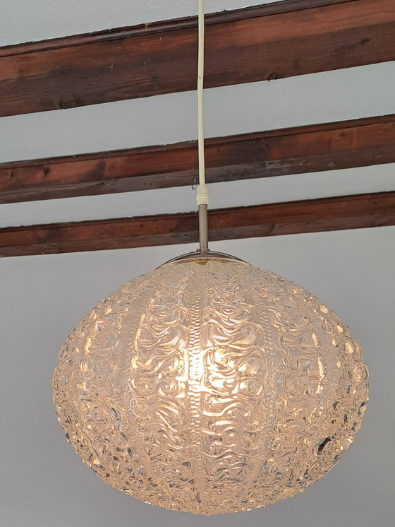 Image 1 of Mid-Century Doria Ceiling Lamp Pendant Light Frosted Glass 60s Space Age