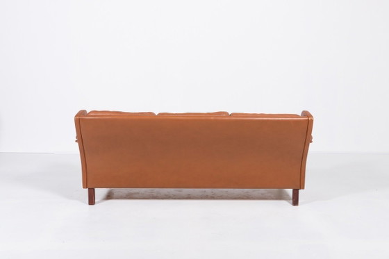Image 1 of 1970’s Danish Modern cognac leather Wing sofa