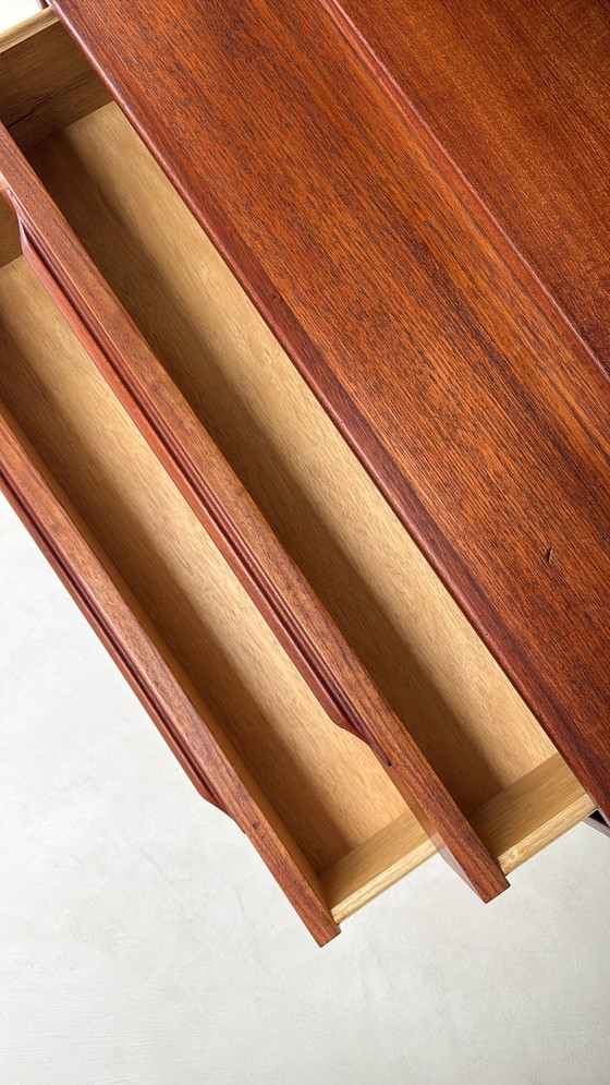 Image 1 of Vintage houten kast met lades en klep