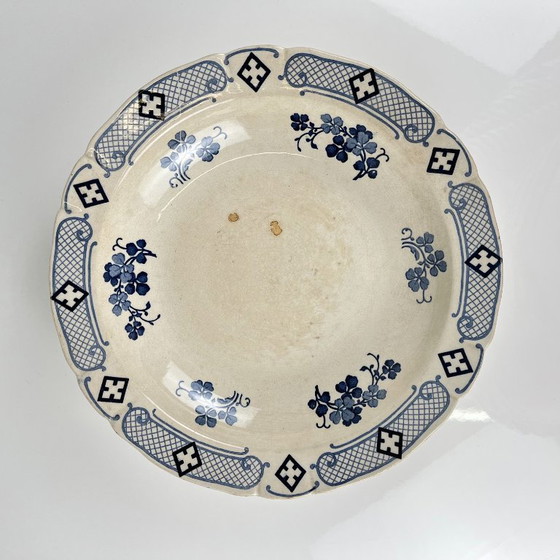 Image 1 of Low Terre de Fer KG Lunéville salad bowl, "Jane" model, blue, 1890-1915