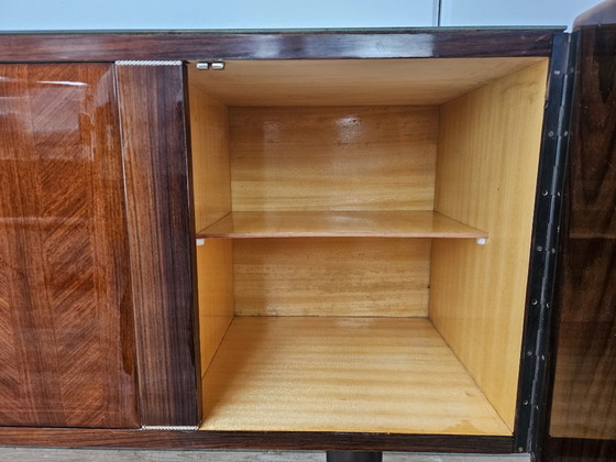 Image 1 of Mahogany-clad sideboard with glass top