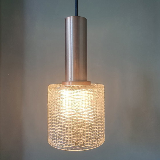 Image 1 of Lampada a sospensione vintage Philips in vetro stile Mid Century - color ottone