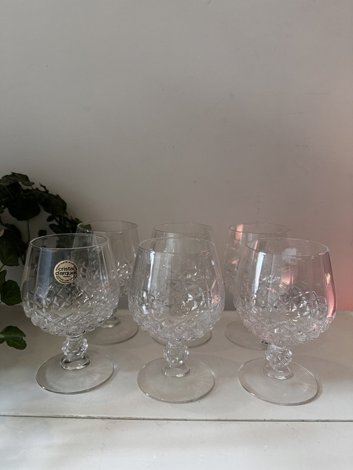 Set of 6 Crystal Cognac Glasses Cristal D'Argues