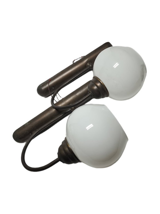 Art Deco wandlamp, Polen, jaren 1950, set van 2 – Wandlampen, Glass, Metal (photo 5 of 8)