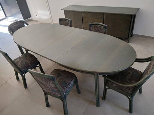 Ensemble de salle à manger italien vintage XL exclusif et complet de haute qualité, signé du designer italien Gasparucci - Italo