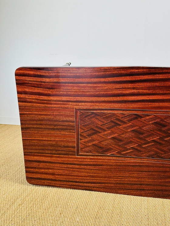 Image 1 of Modernistische eettafel met marqueterie van macassar-ebbenhout, Frankrijk, 1950