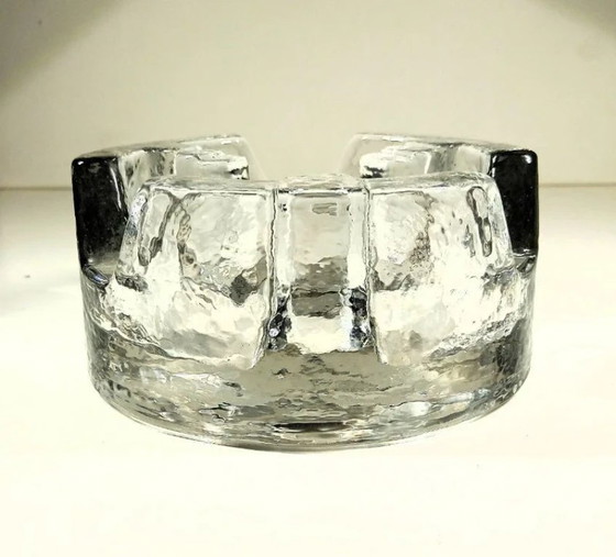 Vintage Georgshütte Rechaud / Pedestal / Tea Light Holder / Fire and Ice Glass, Candle holders, Transparent (photo 2 of 8)