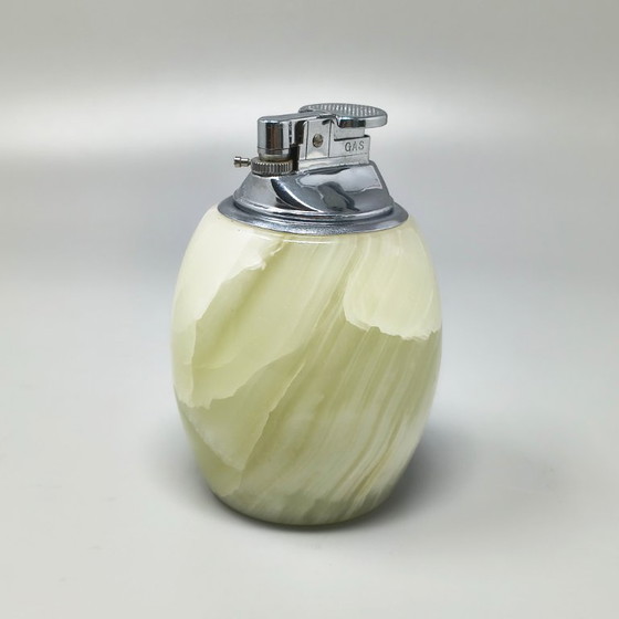1960s Mid-Century Modern Italian Onyx Smoking Set With Table Lighter & Ashtray – Decorative Objects, Stone (photo 7 of 9)
