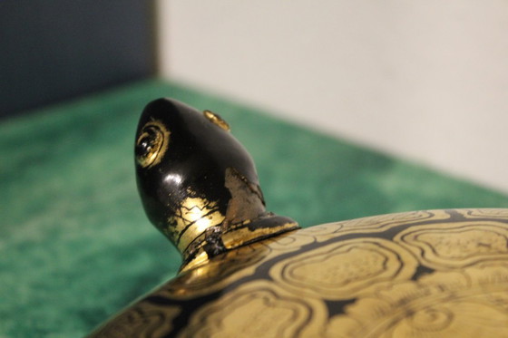 Image 1 of Antike Lackdose Schildkröte Holzschatulle Schmuckdose handbemalt