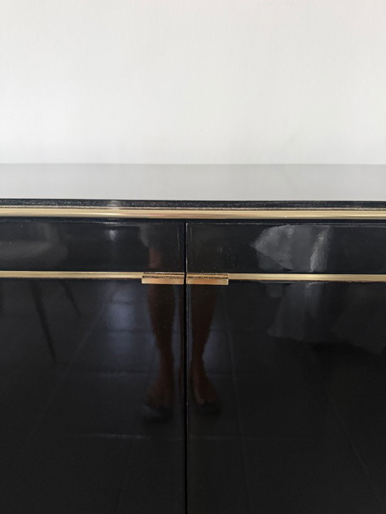 Pierre Cardin Sideboard With Brass Black Lacquered Shell Inlays, 1980 – Wood (photo 38 of 64)