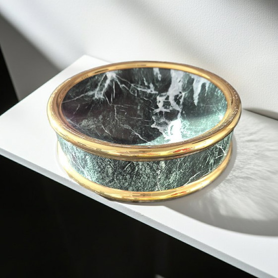 Image 1 of Plato para joyas - efecto mármol verde - fabricado en Italia