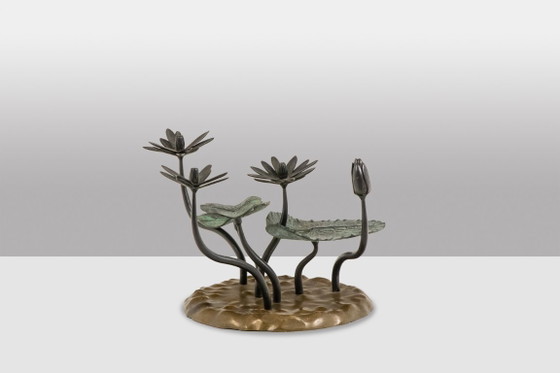 Image 1 of Tavolino "Ninfea" in bronzo con due patine. Anni '70.