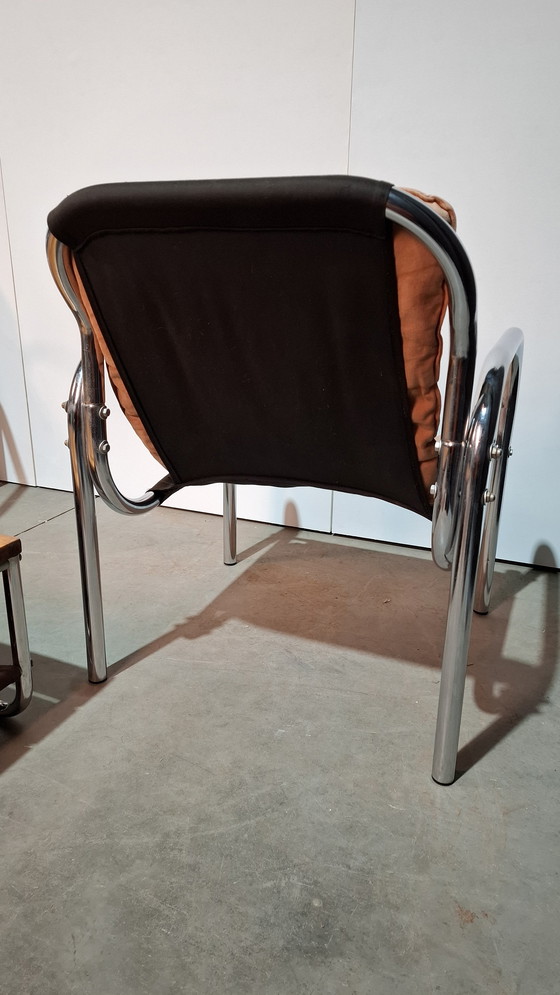 Image 1 of Chrome tubular frame armchairs