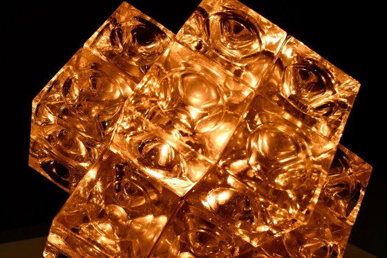 Image 1 of Albano Poli 'Eclisse' tafellamp van Poliarte, glas en chroom, Italië 1968