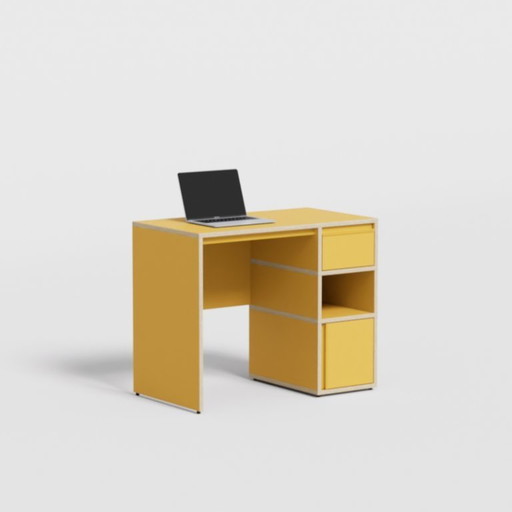 Tylko Desk in Yellow with Doors and a Drawer