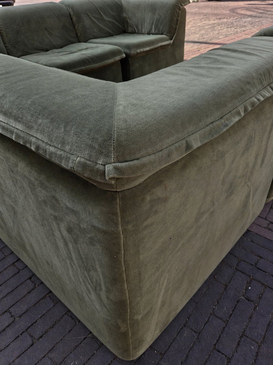 Image 1 of Vintage modulaire grote groene bank