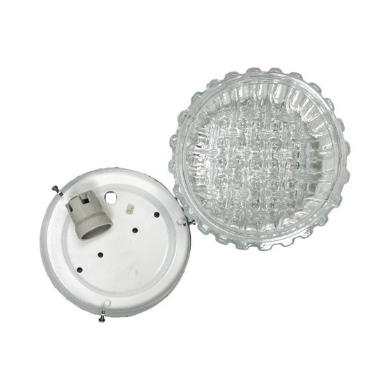 Image 1 of Hillebrand Leuchten 5222 Plafond Weave IJsglas Duitsland jaren 70