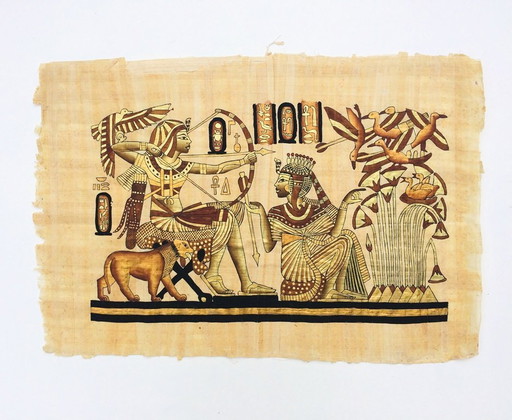 Large Papyrus (65 x 45 cm) 'Pharaoh on the hunt' NEW!