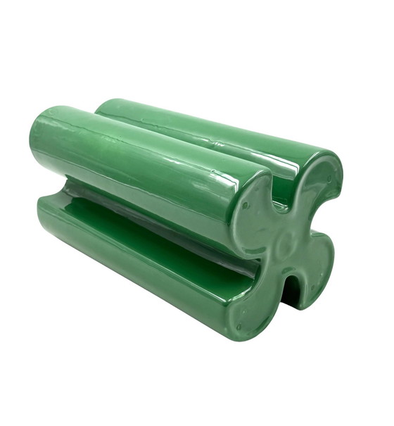 Image 1 of Franco Bettonica, Raro vaso in ceramica verde Space Age, Gabbianelli Italia ca. 1970