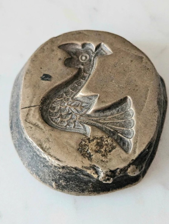 Image 1 of Antieke Phoenix massief bronzen sieradenmal, handgemaakt in een gieterij, verzamelobject, curiositeit, gesmeed, 126 g