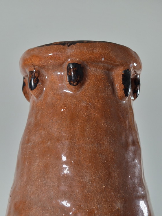 Large naive vintage ceramic vase by a blind artist (photo 9 of 14)