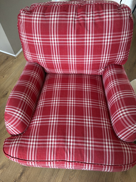 2 englische Sessel mit Rollen, rot kariert – Textile, Wood (photo 4 of 10)
