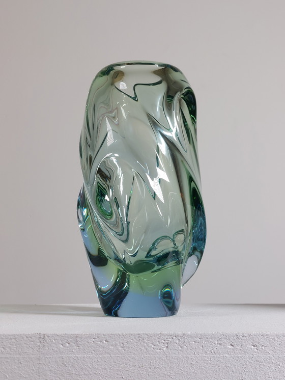 Image 1 of Vintage Mid Century Jan Beranek Glass Vase, Czech Republic