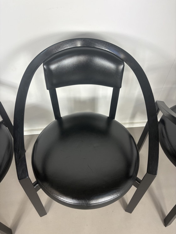 Sillas de comedor de cuero posmodernas modelo Nostro de Anderas Weber para Rosenthal Einrichtung, Alemania, (photo 7 of 9)