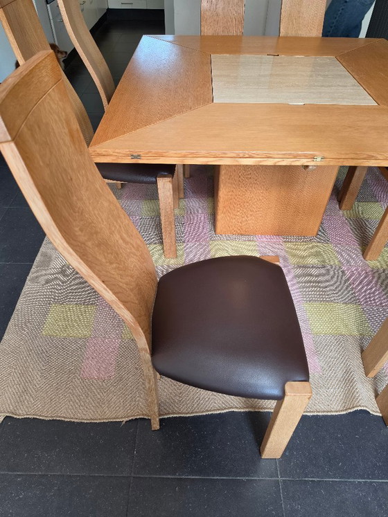 Mesa Cirkante + 8 sillas – Van den Berghe Pauvers, Conjuntos de comedor, Cuero (photo 4 of 7)