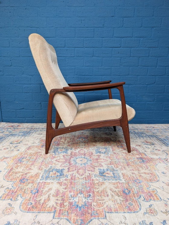 Fauteuil des années 60, Bois, Textile, Crème, Mid Century Modern (photo 6 sur 11)