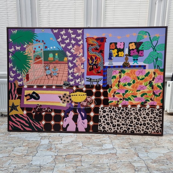 Image 1 of Frances Eckhardt - Oeuvre d'art détaillée peinte à la main 100x150 cm