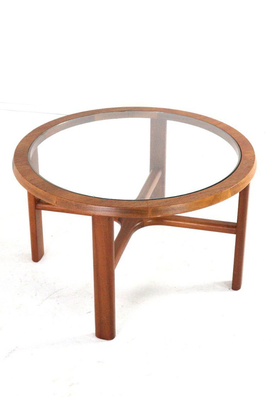 Image 1 of G-Plan round coffee table teak with glass vintage