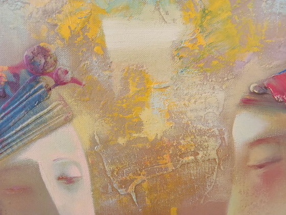 Peinture à l'huile originale Abstraite Figurative Duo – Peintures et dessins, Canvas (photo 8 of 9)