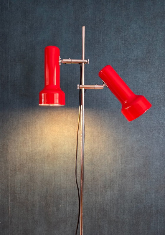 Vintage Floor Lamp - Gepo 300 | 2 Spotlights | Red - 1970s – Floor lights, Metal (photo 10 of 16)