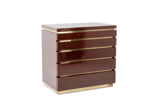 Jean-Claude Mahey. Ladekast van gelakt hout. Jaren 70-80. – ladekasten, Wood, Brass