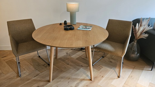 2 Design on Stock Eetkamerstoel - Model Penta - Zeer Goede Staat -l – eetkamerstoelen, Metal, Textile (photo 2 of 7)