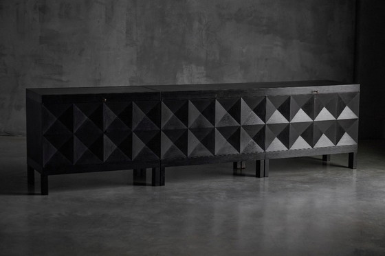 Image 1 of Brutalistisch De Coene-dressoir in gebeitst eikenhout, België, jaren 70