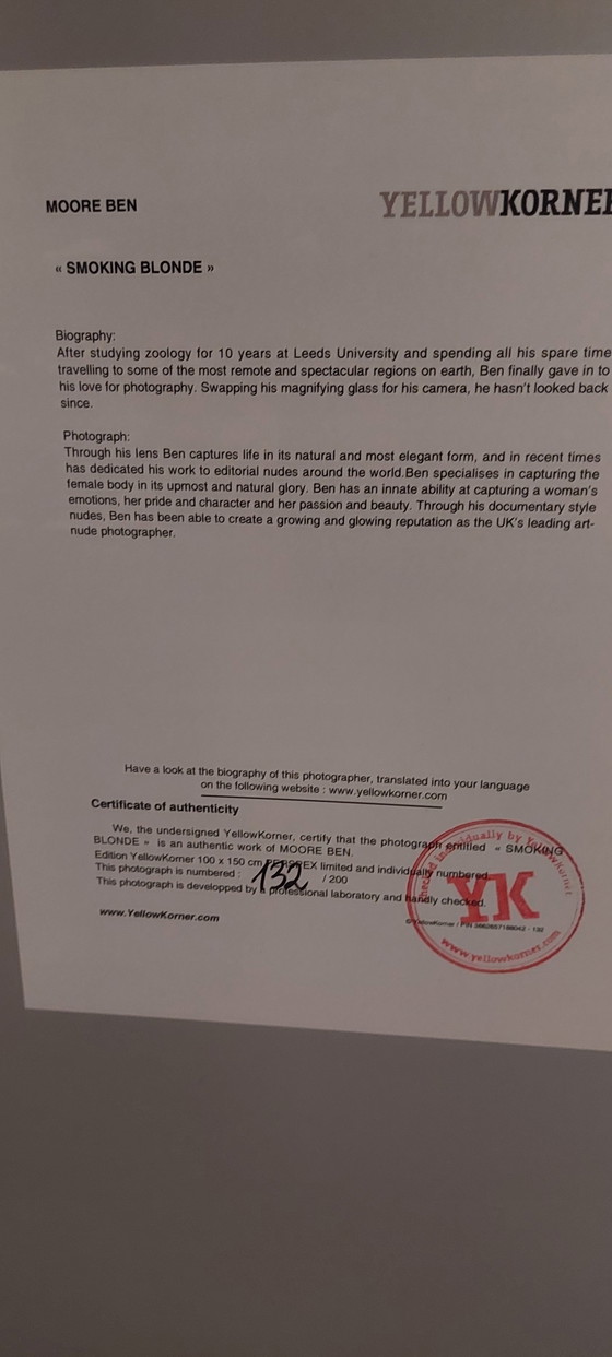 Image 1 of Beautiful photographic print Smoking Blonde (limited edition Ben Moore))