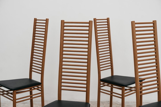 Image 1 of Dining Set Consisting of 4 Chairs with Ladder Backrest, 1980s Design, Italy