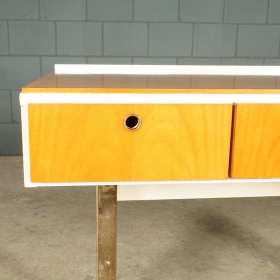Bureau design vintage avec pieds traîneaux chromés – années 1970 – Bureaux, Metal, Wood (photo 7 of 24)