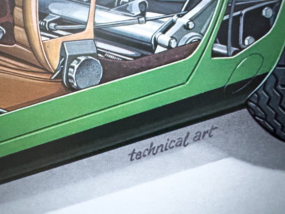 Image 1 of 🚗 Original Vintage Porsche 924 Cutaway – Late 1970s Poster / Plakat - XL 76 × 102 cm