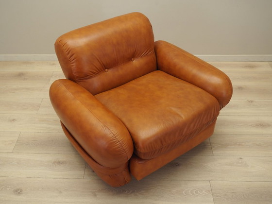 Image 1 of Fauteuil en cuir, design italien, années 1970, production : Italie