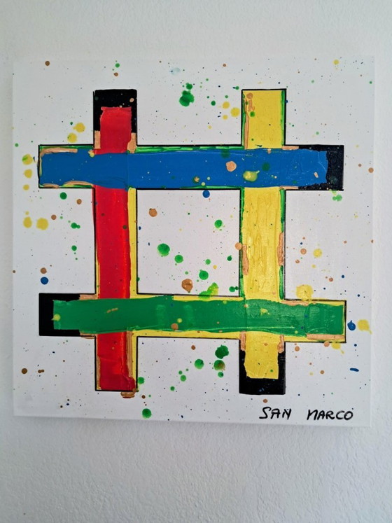 Enzo SAN MARCO - Ordo Ab Chao 2 - Artist's Painting, Paintings & Drawings, Canvas, Red, Abstract (photo 11 of 14)