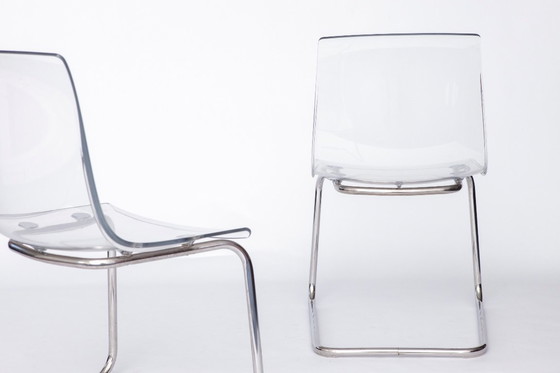 Image 1 of Set of 4 IKEA “Tobias” Chairs – Design by Carl Öjerstam, 1990s–2000s, Transparent Acrylic Seat, Chrome Frame, Modern Design