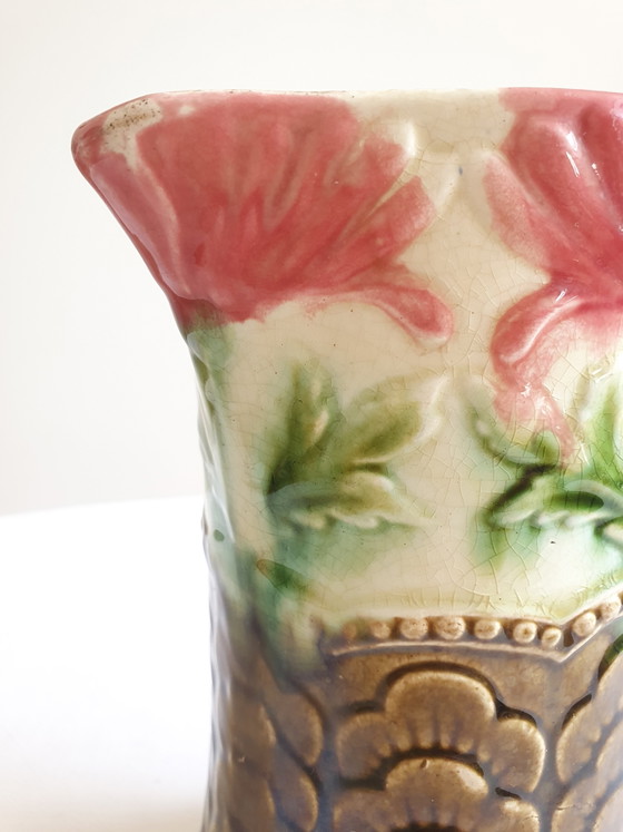 Art Nouveau Barbotine-karaf uit het begin van de 20e eeuw – orchies, Glazen & Karaffen, Ceramic (photo 3 of 7)