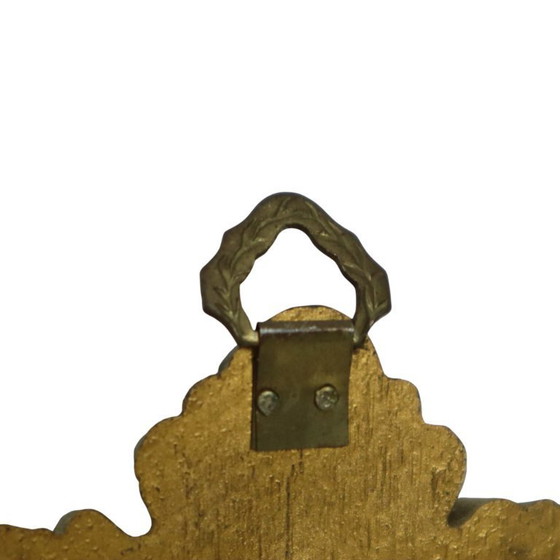 Image 1 of Italienischer klassischer, mit Wappen verzierter Spiegel, Gold, Barock, Rokoko, 57 cm