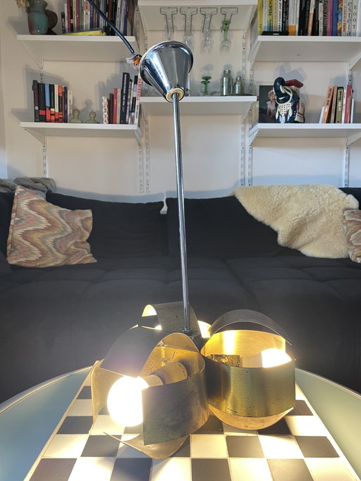 Mid - Century Industrial Brushed Aluminium Candelabra